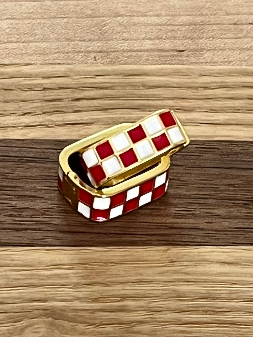 Rectangular Checkered Enamel Huggie