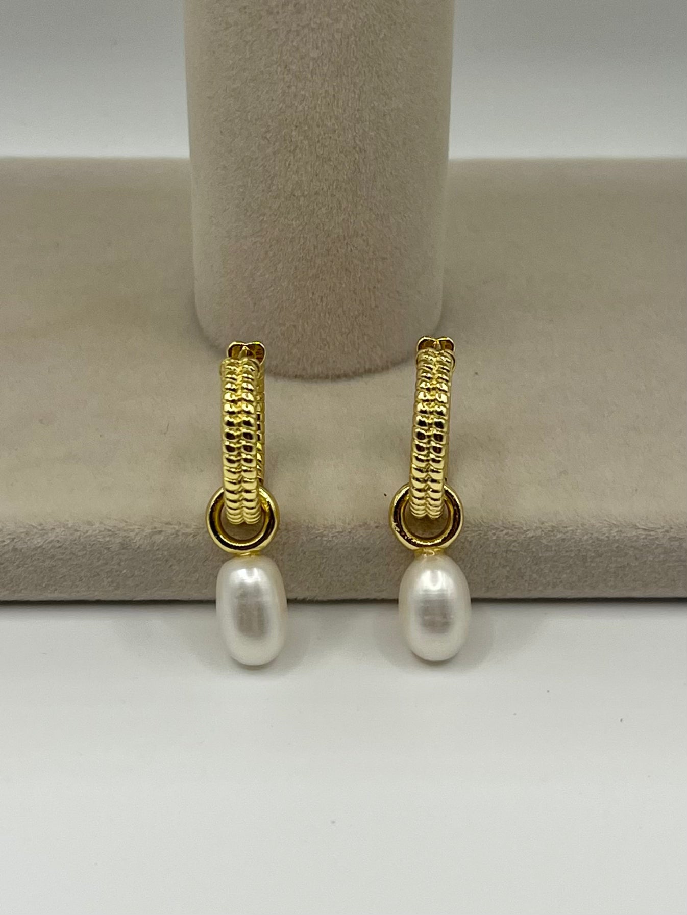 Braided Pearl Huggie